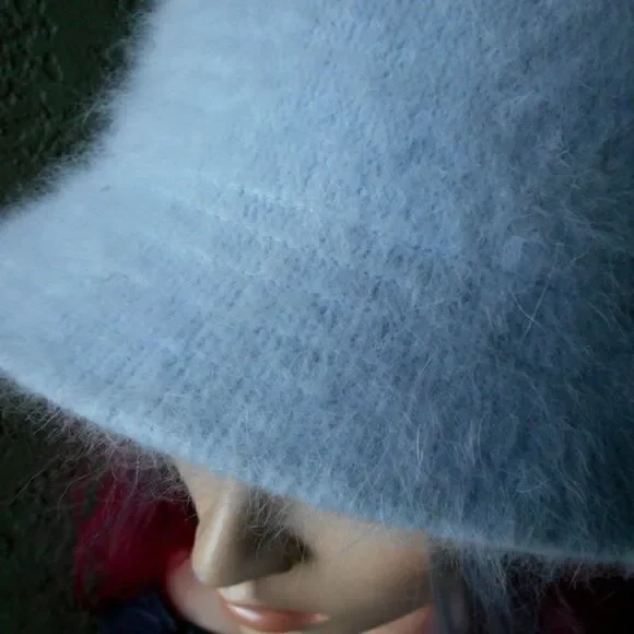 EUC Angora Mix - Rabbit Hair - Light Blue Winter Hat - Picture 4 of 8